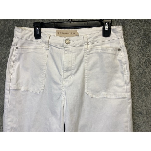 Soft Surroundings Ultimate Denim Wide Leg Crop White Jeans Women's Size 10 - Picture 4 of 11